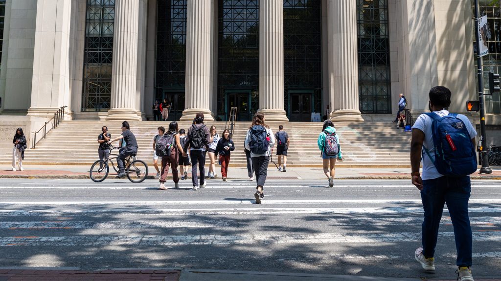 Photo: Many students crossing the street to approach 77 Massachusetts Avenue