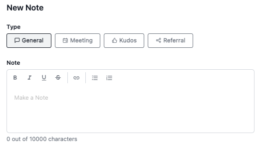 screenshot of New Note 